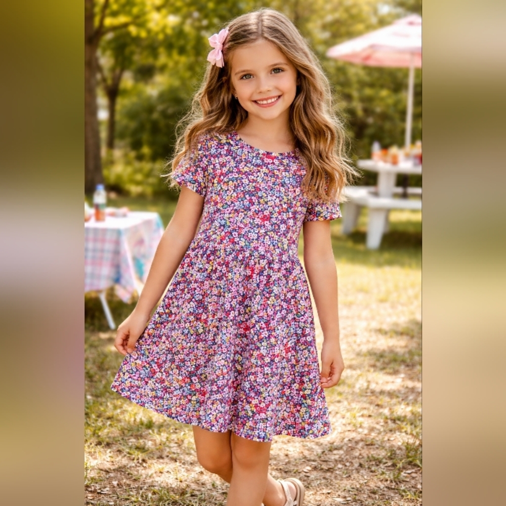 H&M Girls Floral Summer Dress Medium Picnic Easter Party Casual